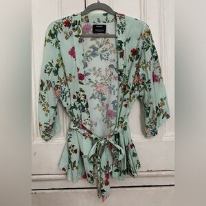 Bershka top mint Flowers size XS / S